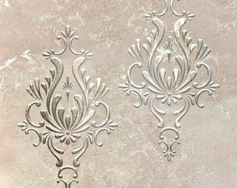 Damask Stencil, Unique Damask Stencils, Office Room Decor, Damask Design, Stencil, Reusable Stencils, Unique Wall Design, Accent Wall