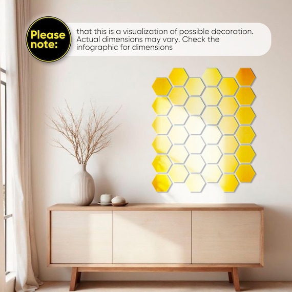 Gold Hexagon Spiegelfliesen, Spiegel Wand Dekor Wabenset, Acryl Wandspiegel Gold Silber, modernes Wohndekor, Wandgestaltung DIY