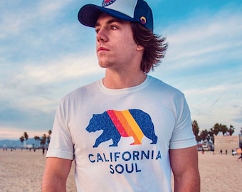 California Soul Men's T-shirt: Vintage Retro Bear Design