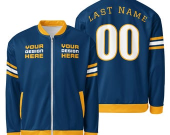 Custom Unisex Varsity Bomber Jacket - Personalize with any color/text/design