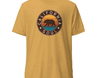 California Soul Braunbär Sunset Lake Logo, Vintage Tri-Mix T-Shirt (erhältlich in 6 Farben)