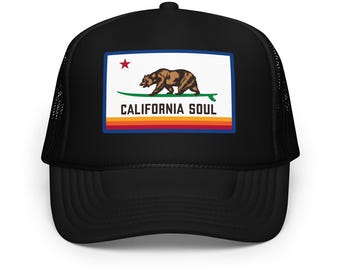 Retro California Soul Surf Flag Print on Foam Trucker Hat