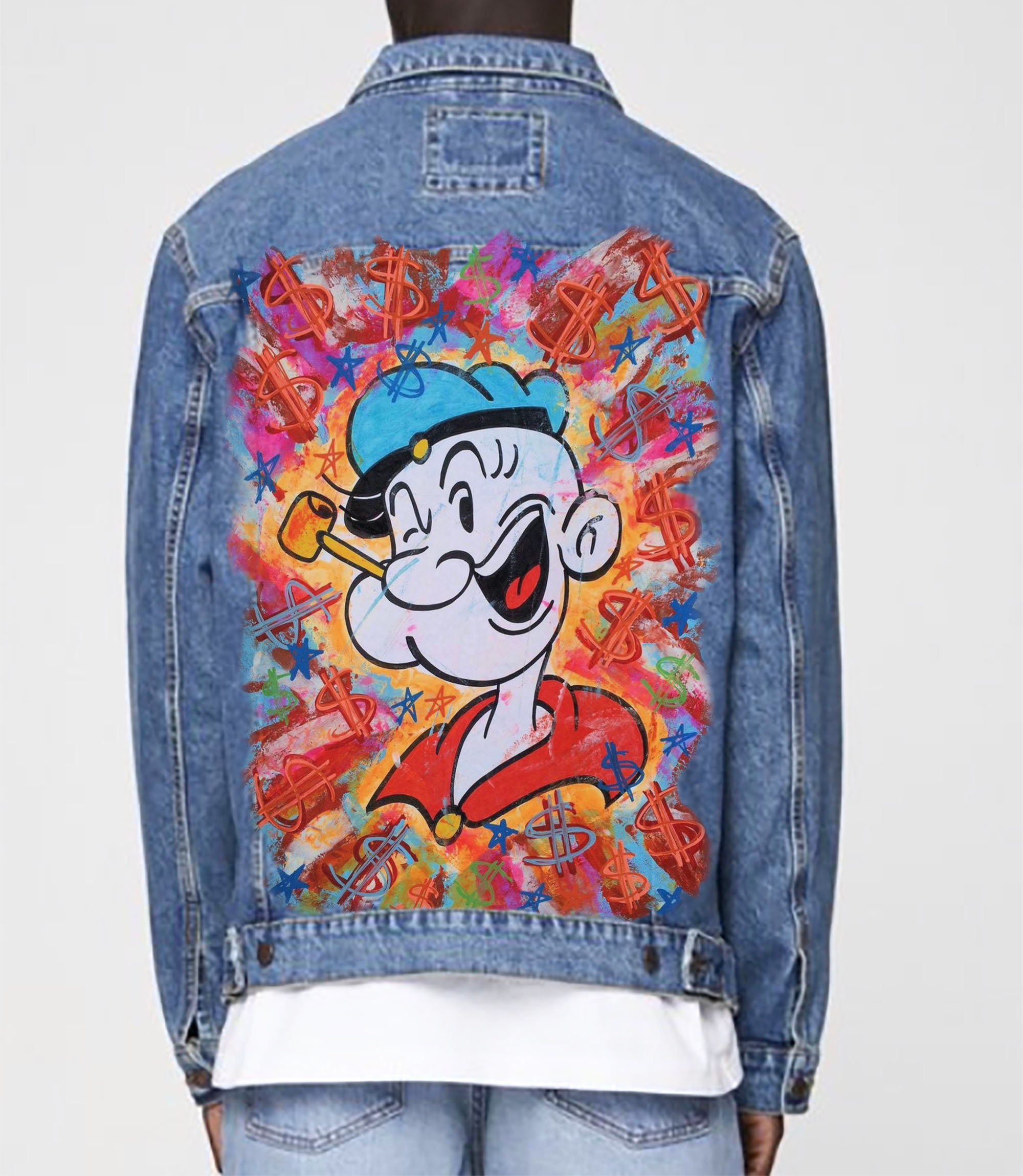 Buy Hand Painted Denim Jeans Men Jacket POPEYE Art Street Clothing Online in India - Etsy Buy Hand Painted Denim Jeans Men Jacket POPEYE Art Street Clothing Online in India - Etsy