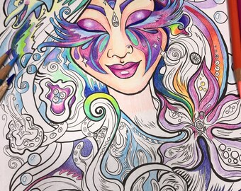 Beautiful Goddess Coloring Page for all ages