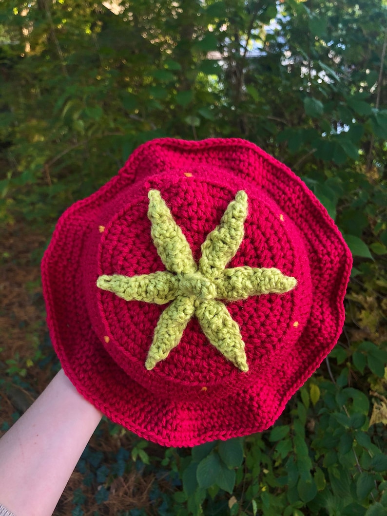 Crochet Strawberry Bucket Hat PATTERN Digital Download image 5