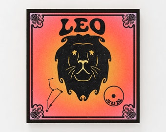 Leo Astrology Poster | Zodiac Sun Sign | Vintage Poster Style | Constellation