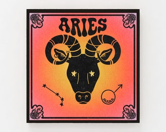 Aries Astrology Poster | Zodiac Sun Sign | Vintage Poster Style | Constellation