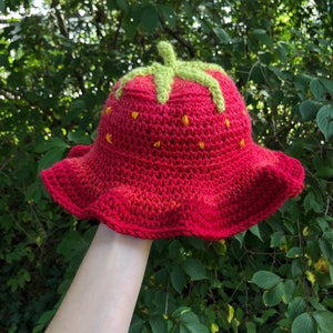 Crochet Strawberry Bucket Hat PATTERN Digital Download image 2