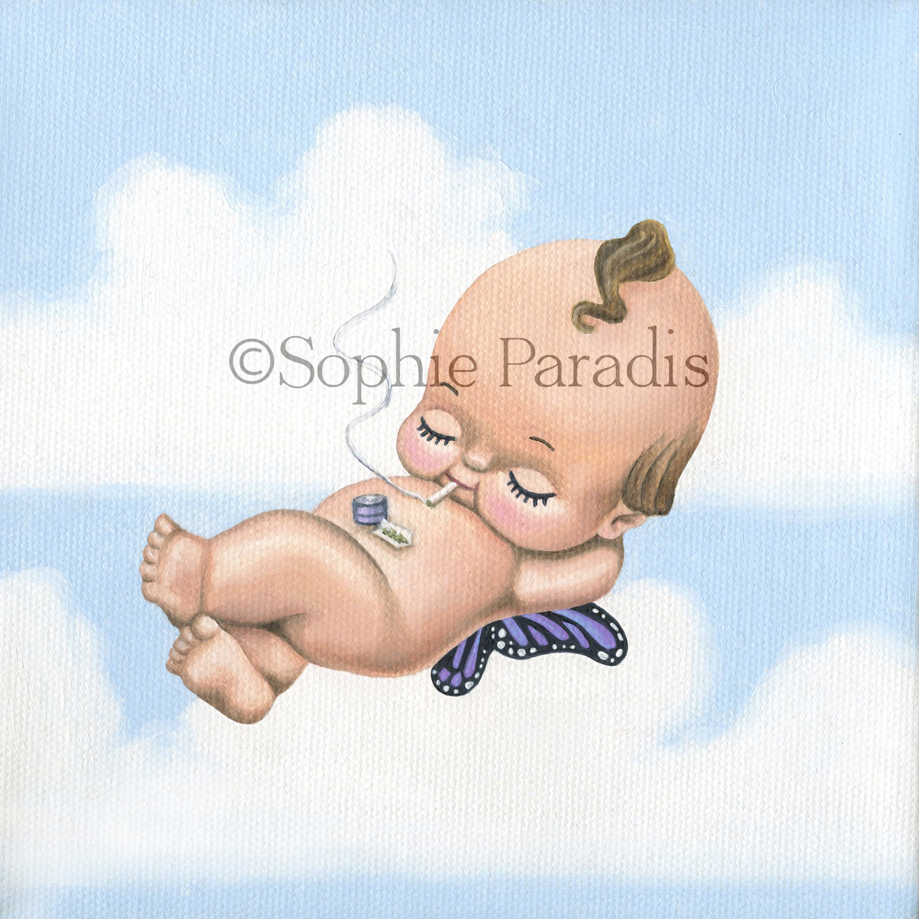 絵画 BABY BABY Kewpie Smoking Joint / Kewpie Angel Baby / Art Print