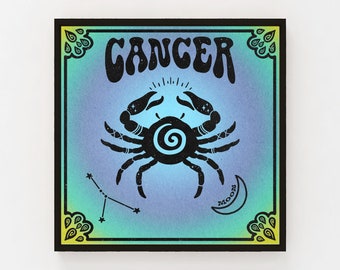 Cancer Astrology Poster | Zodiac Sun Sign | Vintage Poster Style | Constellation