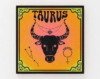 Taurus Astrology Poster | Zodiac Sun Sign | Vintage Poster Style | Constellation