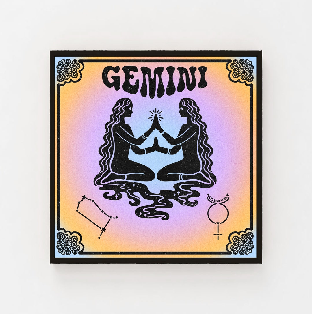 Gemini Astrology Poster Zodiac Sun Sign Vintage Poster Style ...