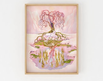 Stolen Spring Print | The Last Unicorn Art | Magical Unicorn Painting | Mythical Magical Tree Art | Watercolor Unicorn Skeleton Art Print