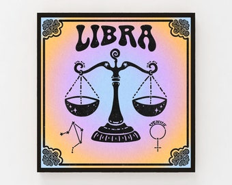 Libra Astrology Poster | Zodiac Sun Sign | Vintage Poster Style | Constellation