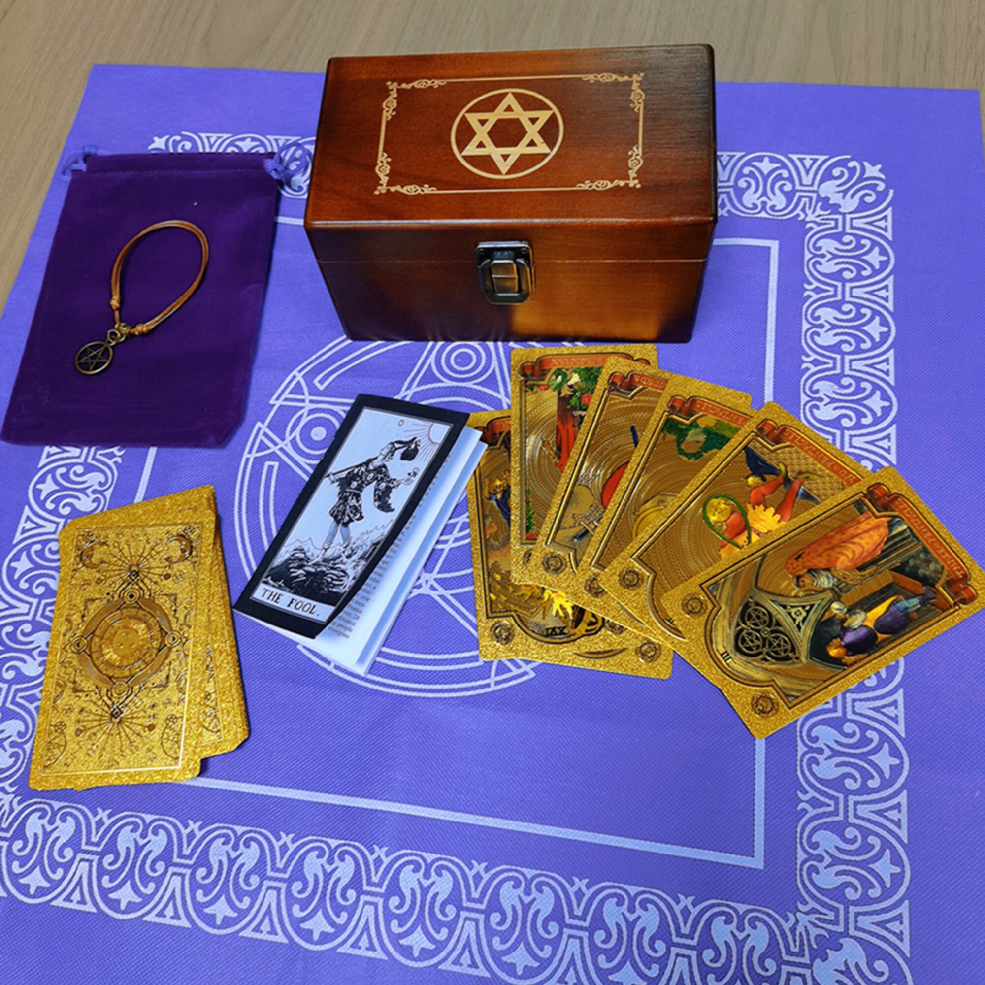 Gold Foil Tarot Deck in A Wooden Gift Box Universal Tarot 