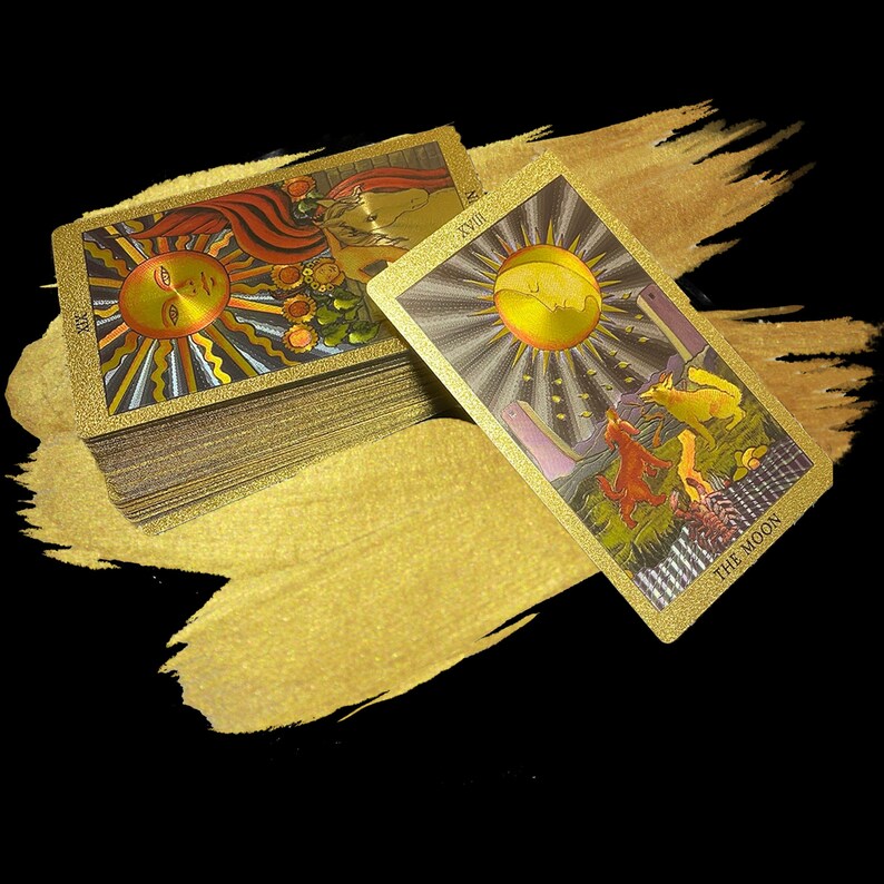Gold Foil Tarot Cards Deck in Economic Tuck Box With Colored Etsy