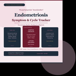Endometriosis Symptom Tracker, Pain Diary, Cycle Log (PDF Download)