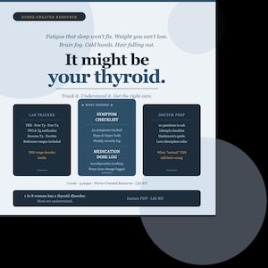 Thyroid Health Tracker, Hypothyroidism Log, Hashimoto's Tracker, TSH Lab Tracker, Levothyroxine Dose Log PDF