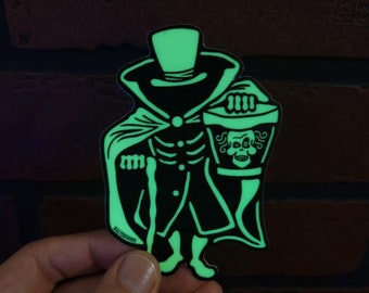 Glow-in-the-Dark Haunted Mansion Hatbox Ghost Vinyl Sticker