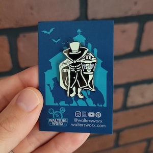 Glow-in-the-Dark Hard Enamel Haunted Mansion Hatbox Ghost Pin