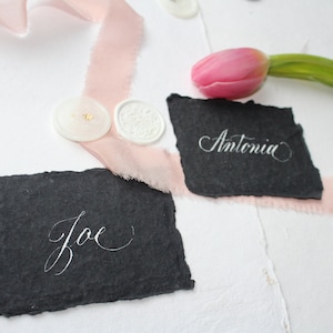 Tarjetas de lugar planas de caligrafía personalizadas escritas a mano