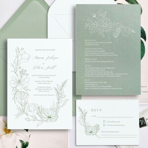 Secret Garden Wedding Invitation Suite- Invitation, Details Card, Save the Date, Calligraphy Envelope, RSVP card and Envelope
