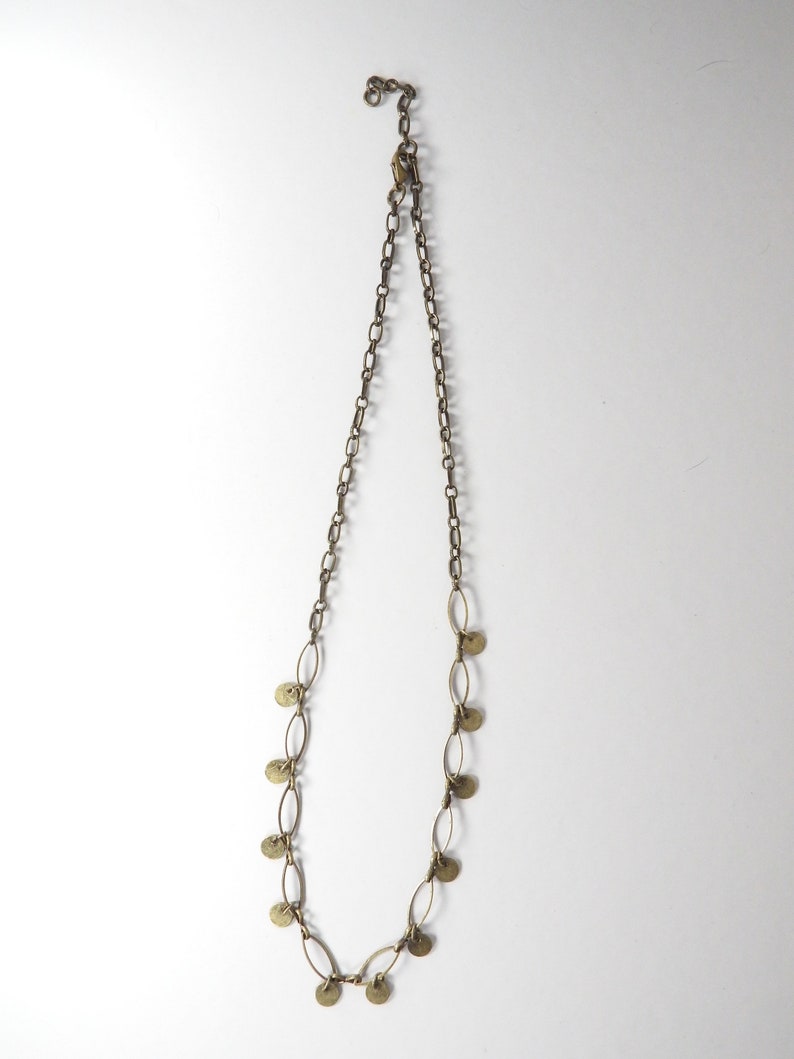 Boho Gypsy Bronze Chain Necklace with Metal Charms