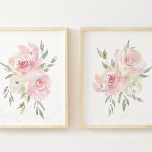 Pink Floral Personalised Nursery Wall Art Girl Nursery Decor Etsy