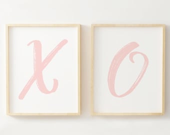 Blush Pink X and O Print: Minimalist Nursery Decor (Digital Download)