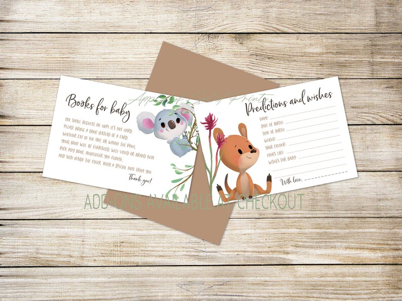 Baby Shower Invitation Set Australian Animals Gender Etsy