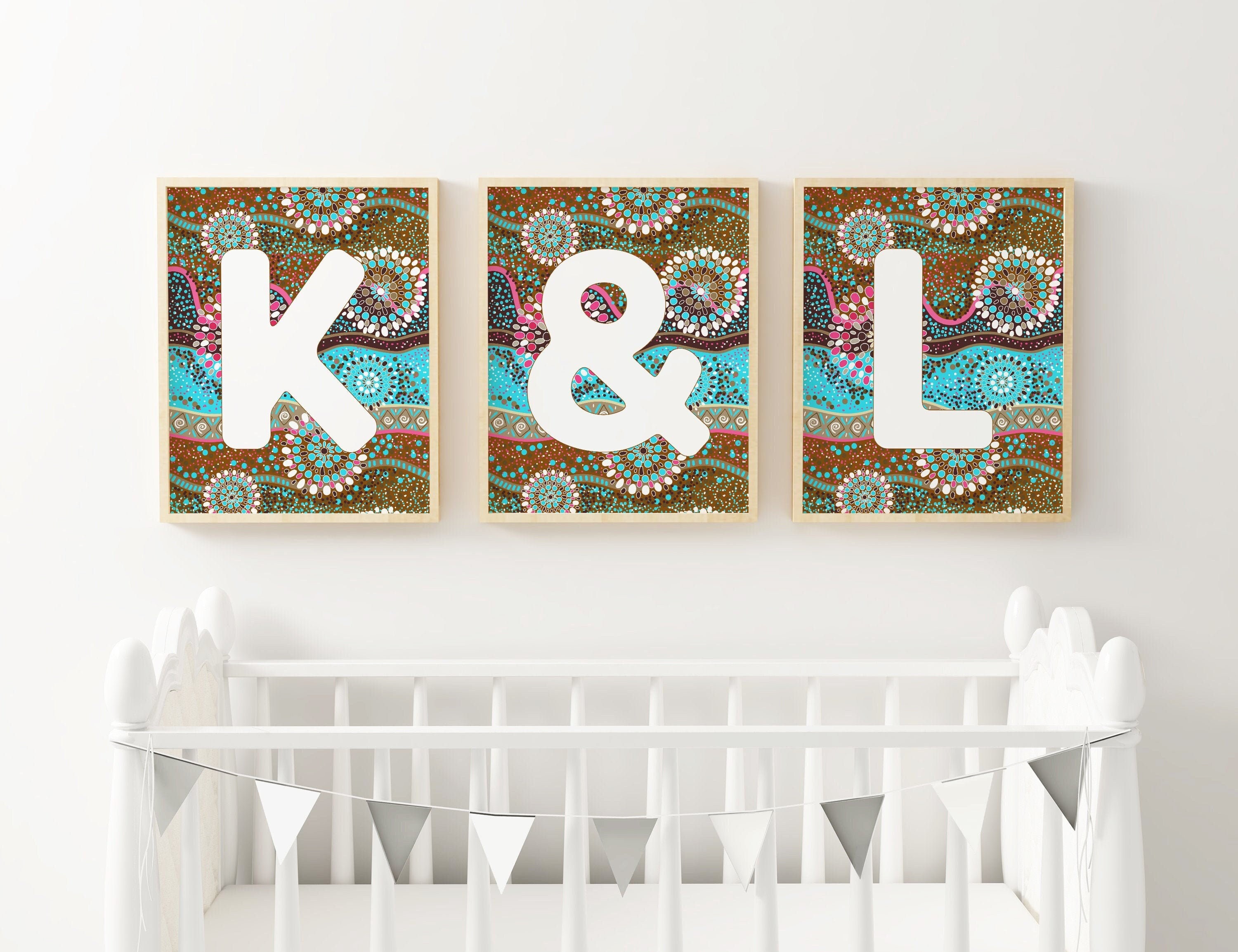Patterned Letter Print - Nursery Room Decor - Baby Name Sign - Dot and Swirl Pattern Design - Monogram
