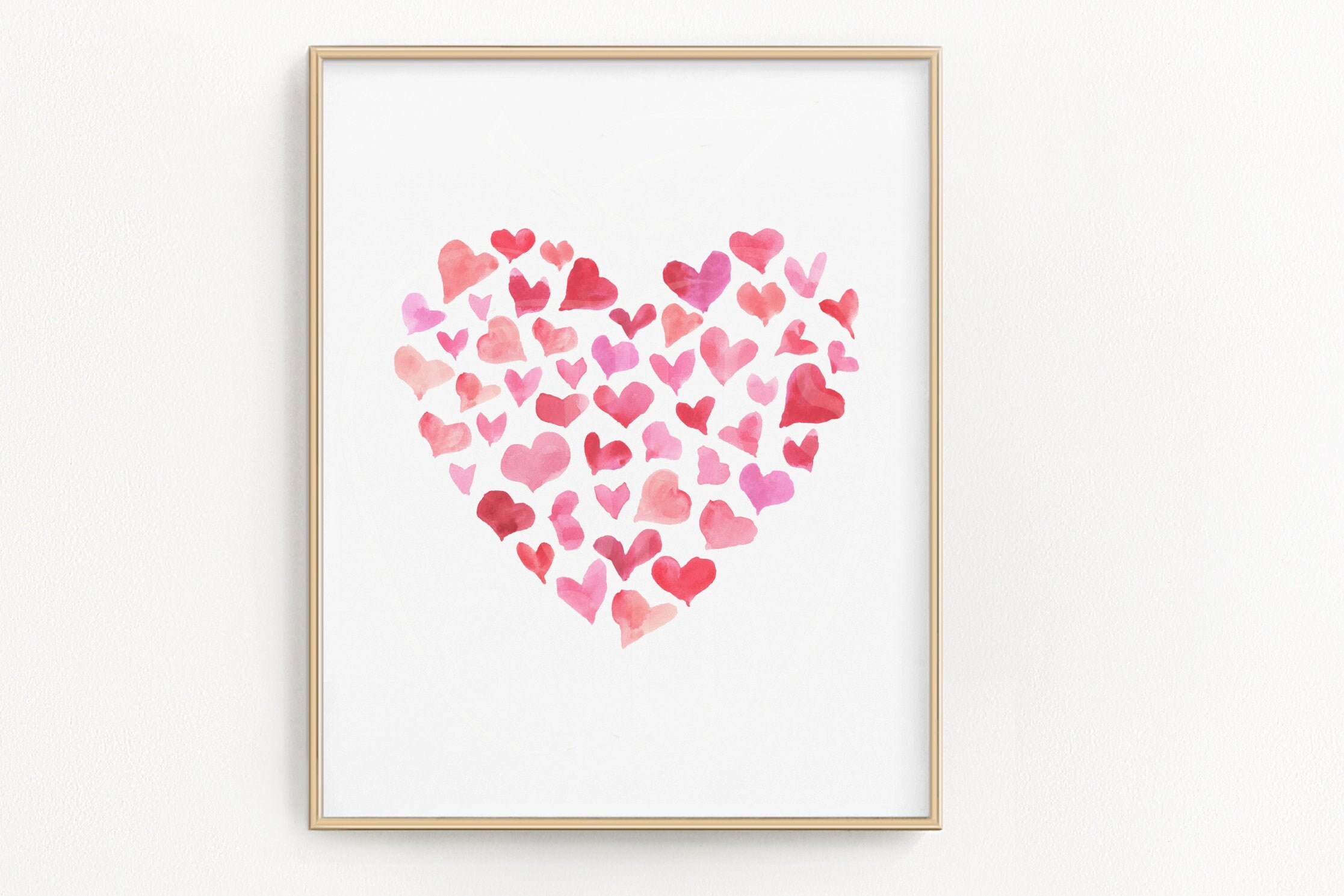 Watercolor Heart Print: Pink & Red Nursery Art (Digital Download)