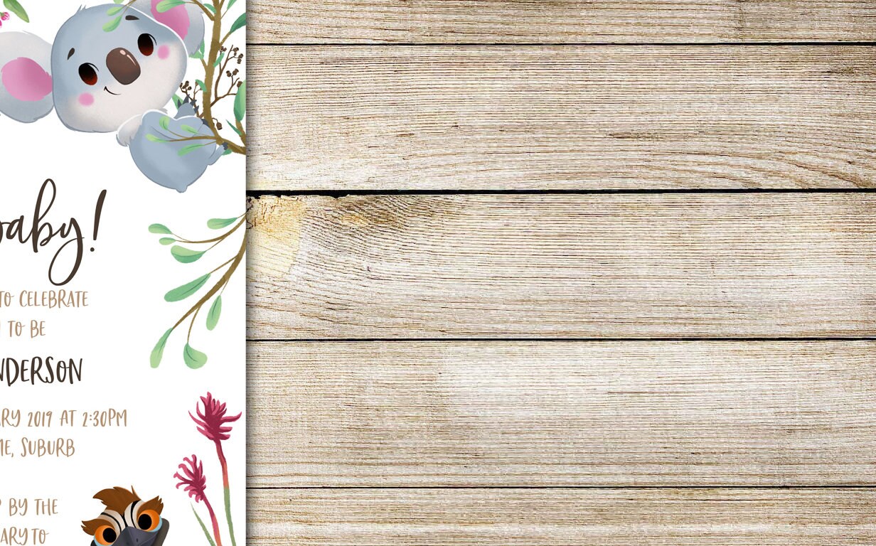 Baby Shower Invitation Set Australian Animals Gender Etsy