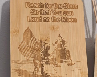 Inspirational Man on the Moon Personalized Cutting Board, Décor, Housewarming Gift, Serving Board, Gift for Mom, Dad, Brother or Sister