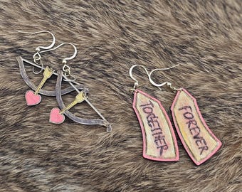 Valentine, Handmade Wood Earrings, Dangle Drop Earrings, lightweight