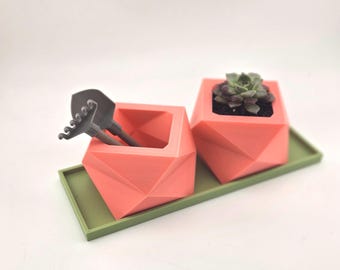 Geometric Succulent Desk Planter, with Drainage Hole