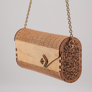 Wooden, Unique, Clutch, Handbag, Laser engraved