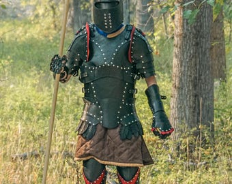 Custom Leather Medieval Warrior Armor Set: Renaissance Cosplay LARP Costume