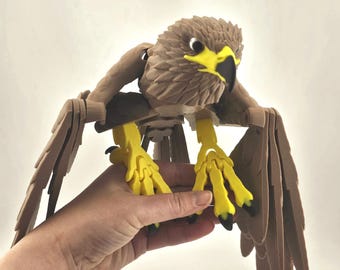 Articulated Bird of Prey Figurine with Poseable Wings, (18in wingspan) 3D Printed