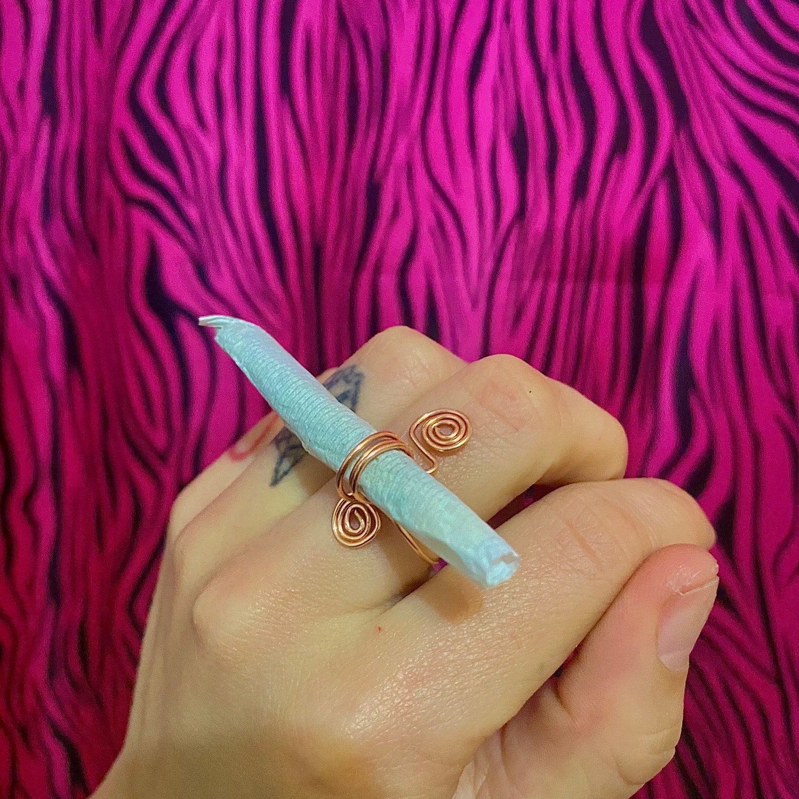 Copper spiral wire wrap joint ring / blunt holder Etsy