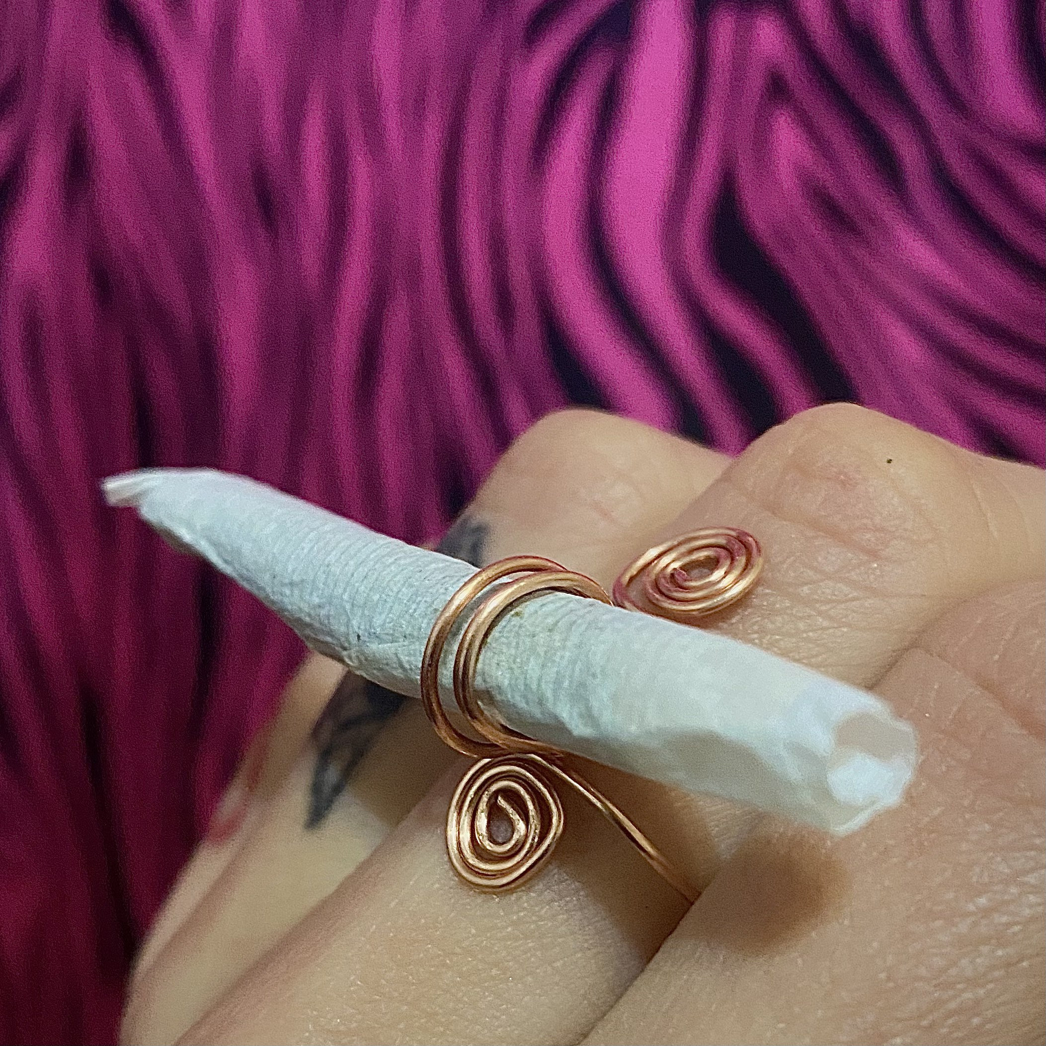 Copper spiral wire wrap joint ring / blunt holder Etsy