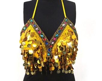 Colorful sequin vest tassels festive music carnival costumes body straps role-playing costumes festive bras