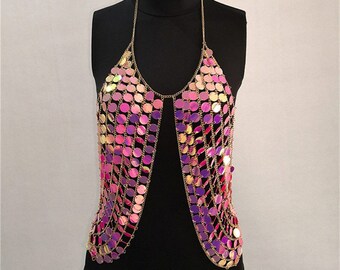 Colorful sequin vest tassels festive music carnival costumes body straps role-playing costumes festive bras