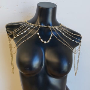 Body Chain, pearl shoulder chain image 7