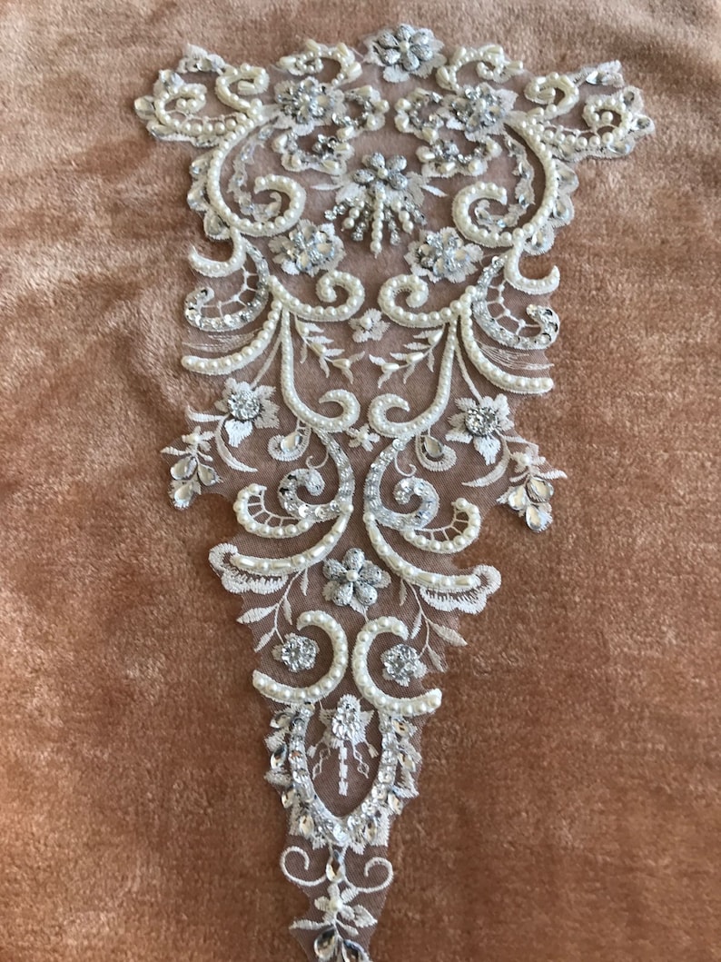 Senior Bride Wedding Dress Skirt 1 PC Heavy Water Diamond Bead Embroidery Lace Applique Flower Material Flower Lace Patch