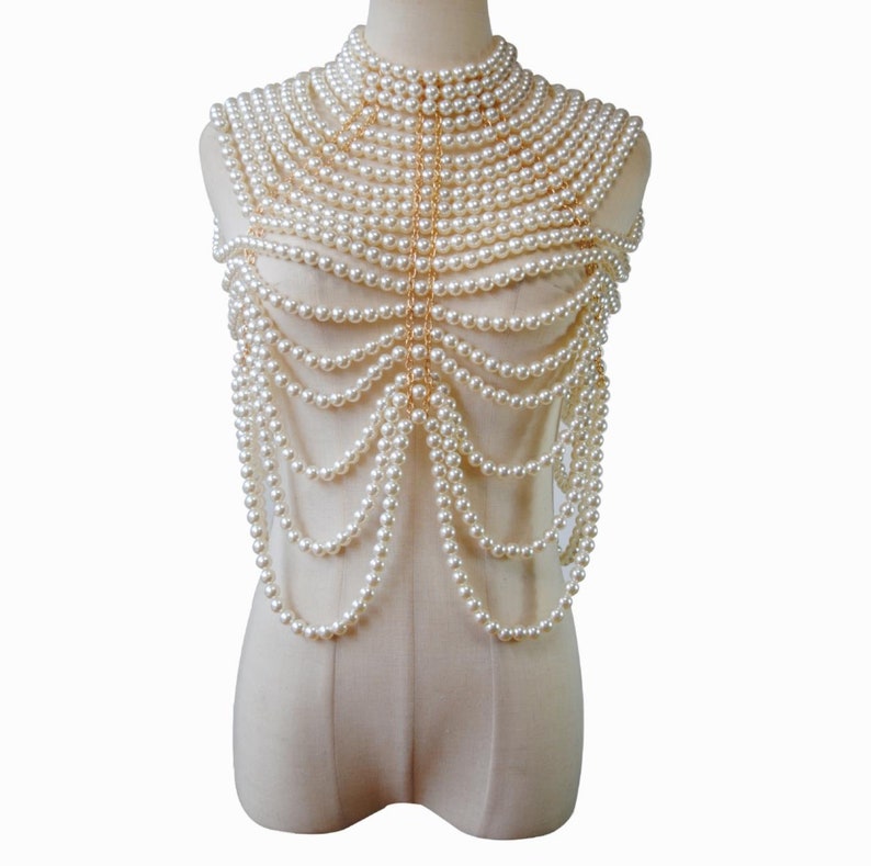 Pearl Body Chain Pearl Shoulder Chain Body Jewelry Etsy