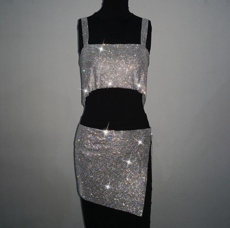 Rhinestone Top/rhinestone Dress Set Etsy