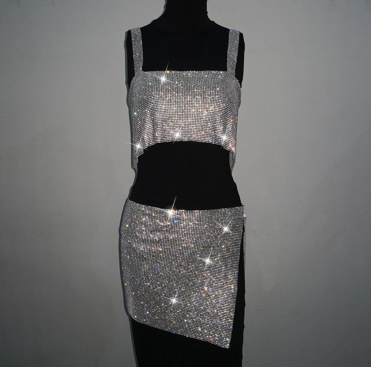 Rhinestone Top/rhinestone Dress Set Etsy UK