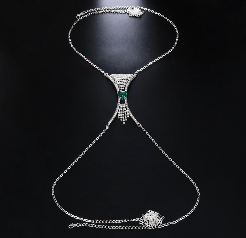 Sexy Heartshaped Tassel Breast Chain Rhinestone Full Body Etsy