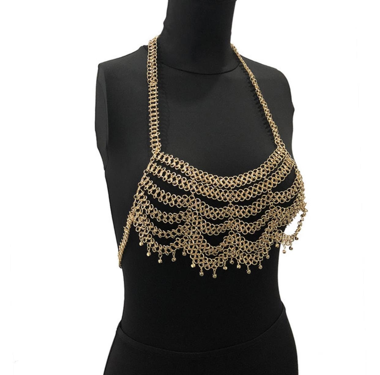 Golden bra chain/metal bra body chain | Etsy